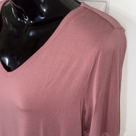 Soft Surroundings Dusty Pink/ Mauve Embroidered Bell Sleeve Soft Top Size M - Picture 5 of 10